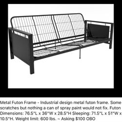 Metal Futon Frame - No Mattress/Pad