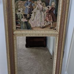Antique French Provincial Tapestry Mirror