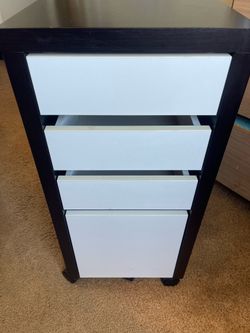 Mobile 4-Drawer File Cabinet - Black/White -