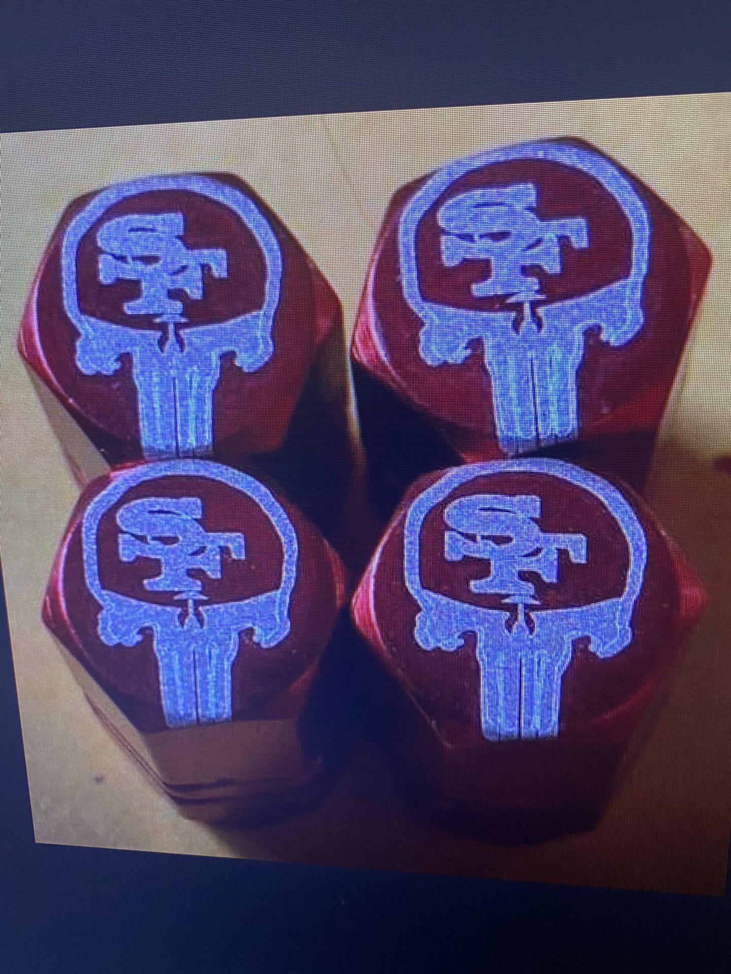 San Francisco 49ers tire valve stem caps four pack