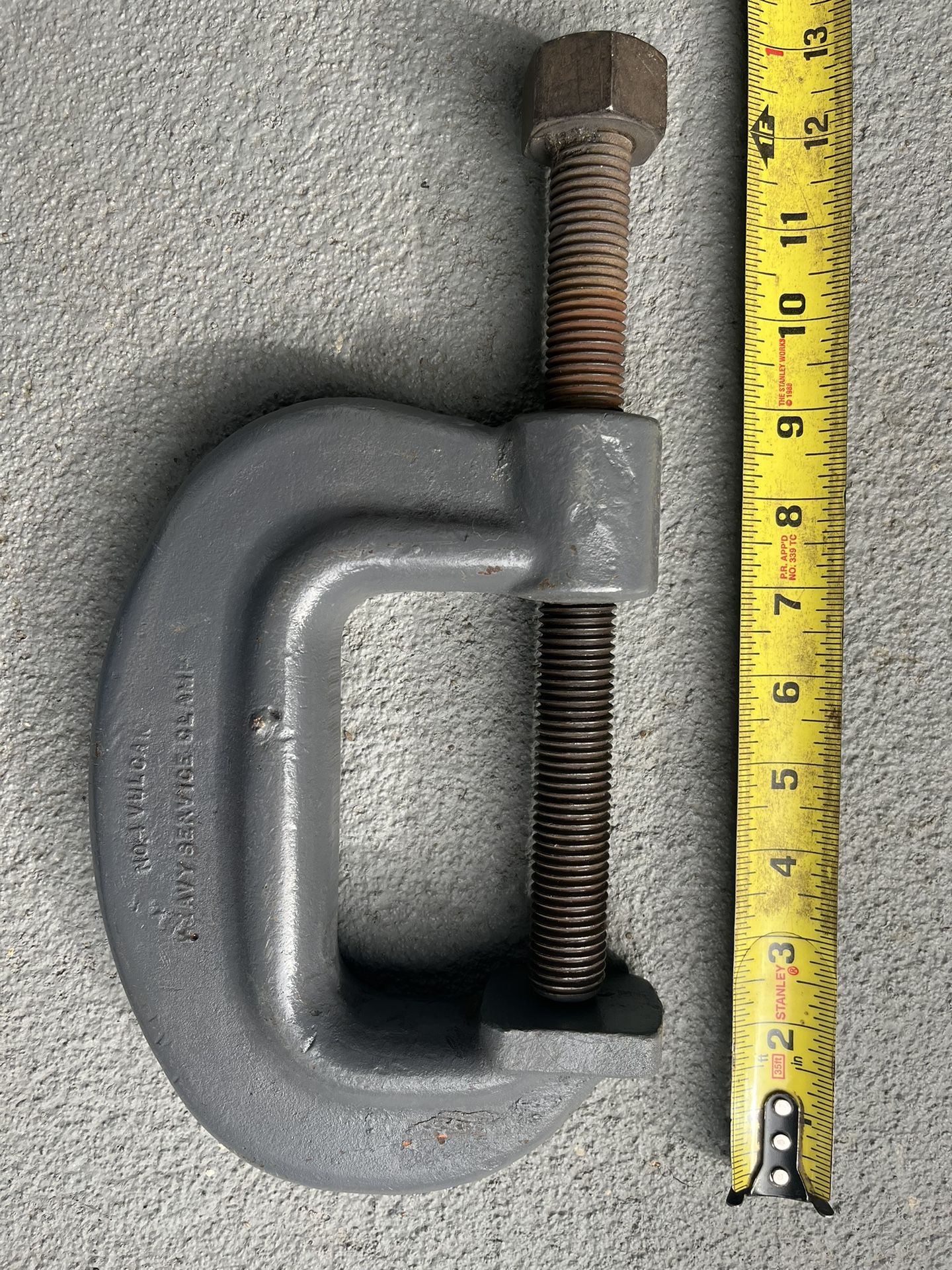 Vintage J. H. Williams Vulcan No. 4 Heavy Service 4-1/2” C-Clamp Bridge clamp Drop Forged In USA