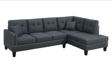 Brand New Charcoal Linen Sectional Sofa Couch (New In Box)
