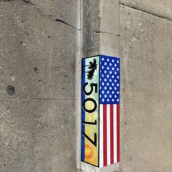Beach With Large Flag 