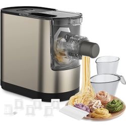 Electric Automatic Pasta Make Machine, Pasta and Noodle Maker Machine with 6 Different Shapes, Pasta Ramen Machine with Cleaning Tools, Suit for Vario