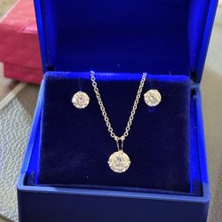 1 ct Moissanite Necklace And 1 Ct Total Moissanite Earrings Set