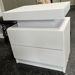 LED Nightstand with 2 Drawers,Night Stand Set 2 with LED Light,Bedside Table with Drawers for Bedroom,White