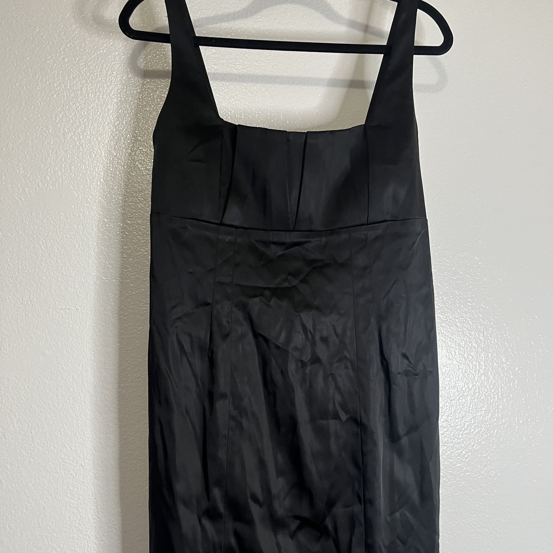 Calvin Klein Little Black Dress Women’s Sz Small Satin Above Knee Pencil Cocktail 