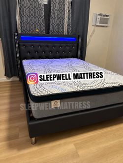 New Queen bed frame with mattress