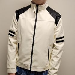 Faux Leather Jacket XL Photographed On 6 Ft 2 Inch Tall Young Man- Warn Once Very Briefly- Only 10.00