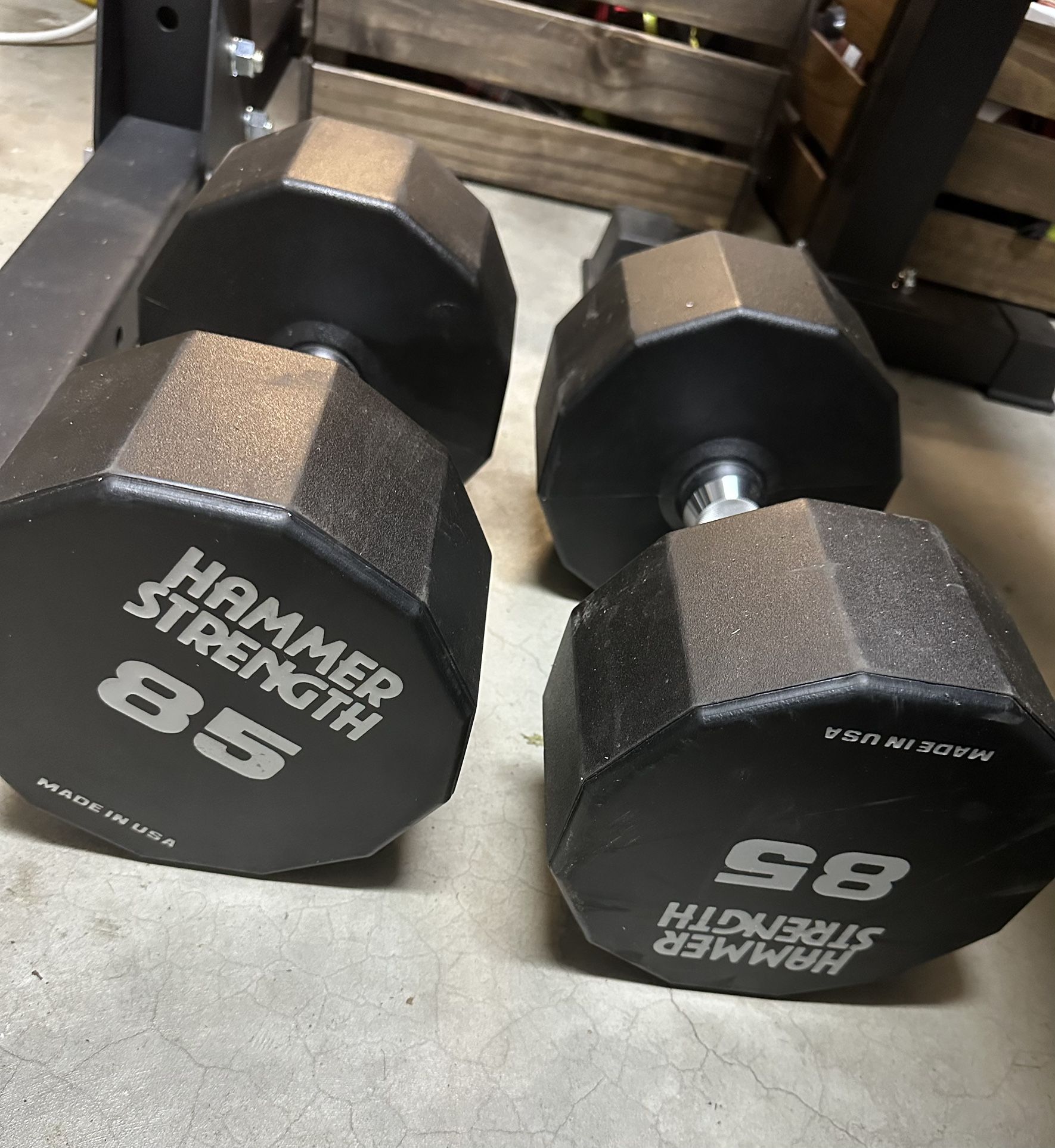 85 LB Pair Urethane Dumbbells HAMMER STRENGTH