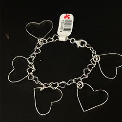 925 Silver 7” Heart Bracelet 7.50g 190068/4