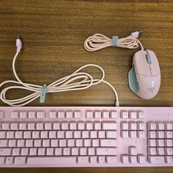Razer Quartz Pink Keyboard, Mouse, and free headphones