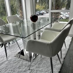 WHITE & chrome BASE - DINING TABLE 🤍🤍🤍🤍