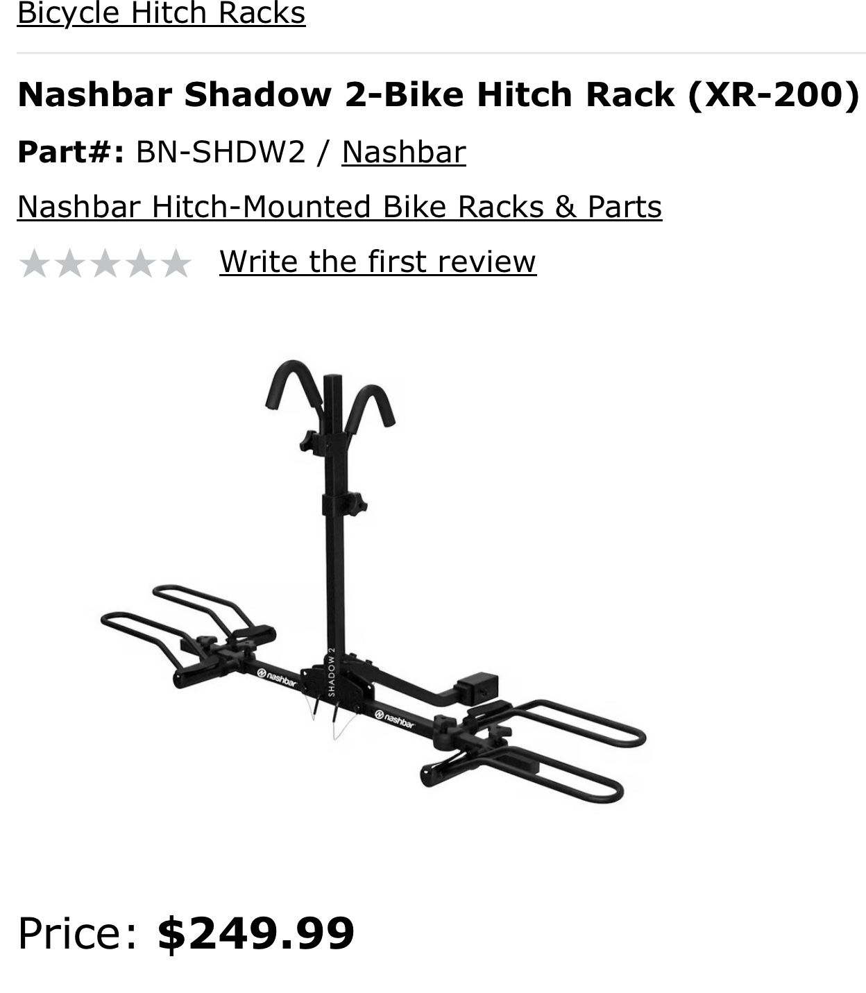 Nashbar Shadow 2-Bike Hitch Rack (XR-200