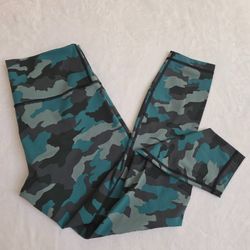 Lululemon Wunder Under HR Tight Camo Green Blue Teal Leggings Women’s Size 10