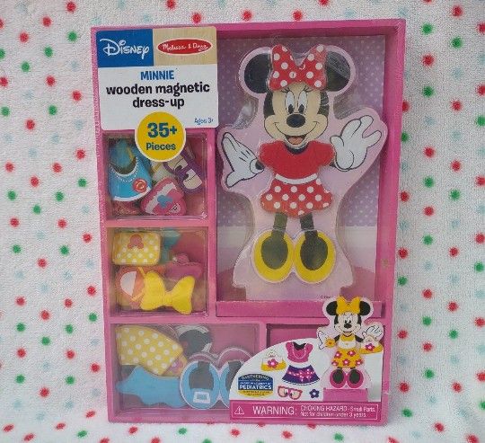Melissa & Doug Disney Minnie Mouse Magnetic Dress-Up Wooden Doll Pretend Play Se