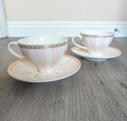 Meritage Gold Rim Tea Cups Set of 2