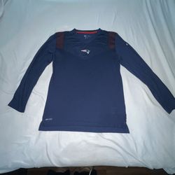 Nike New England Patriots Football Blue Long Sleeve Shirt Top Men Large Dri Fit A023