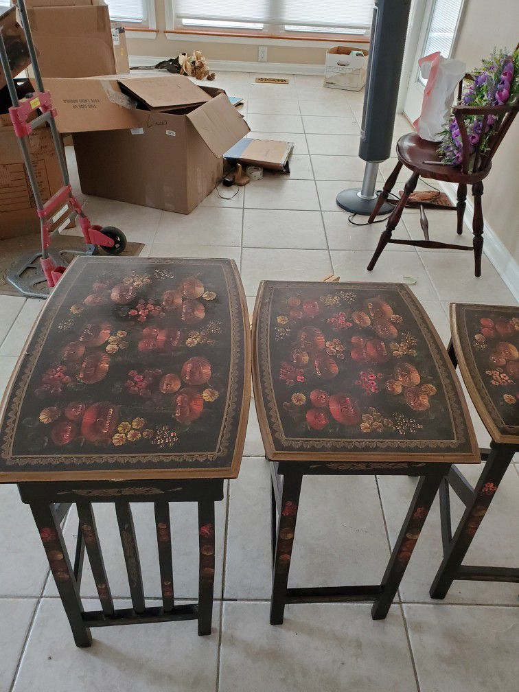 Hand Painted "Nesting Tables". (3)