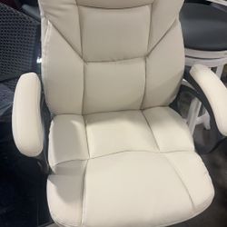 PU Leather Chair with Lumbar Support (Beige) 