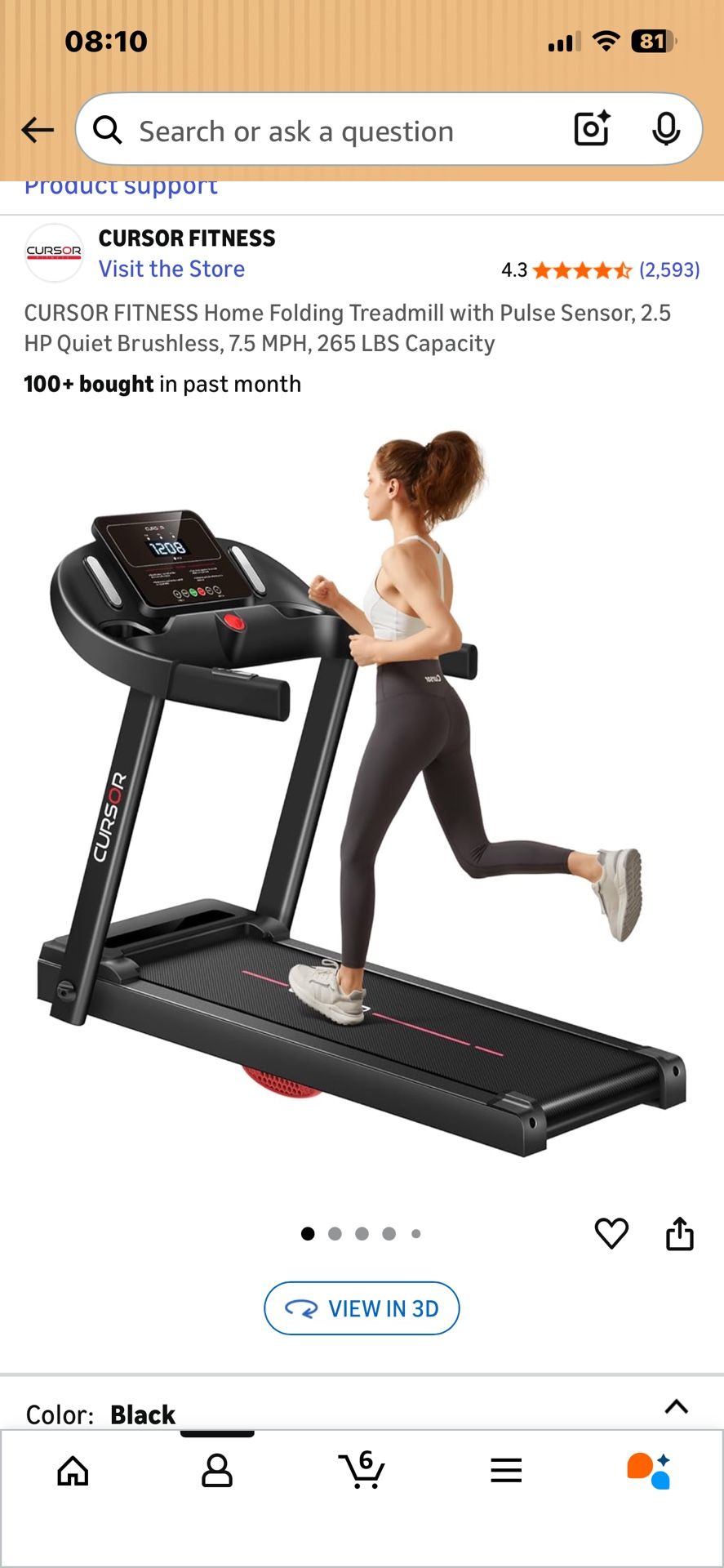Treadmill 7.5 MPH, 265lbs New