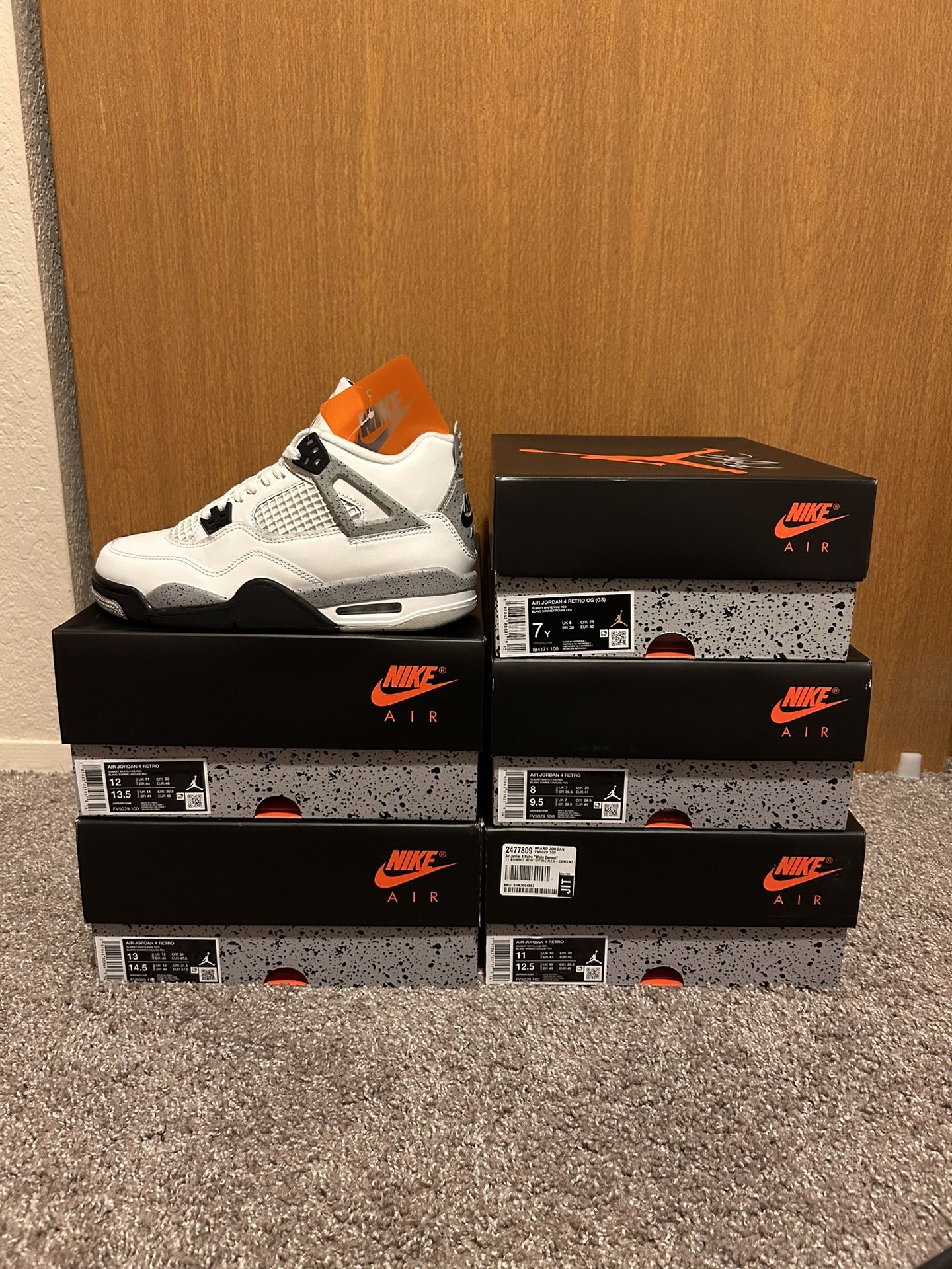 Jordan 4 “White Cement” Men&Gs. Sizes 7Y, 8M, 11M, 12M, 13M