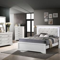 5PC King Bedroom Set w/ LED Light Headboard *FREE SAME-DAY DELIVERY*