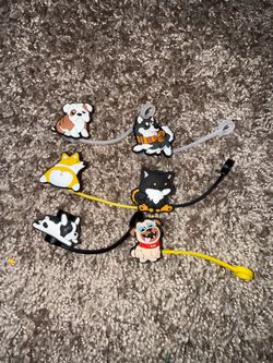 Cute Dog & Cat Silicone Straw Toppers Set