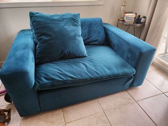 Teal Blue Velvet Couch