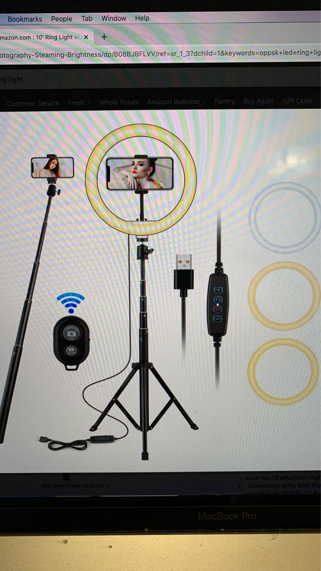 10' Ring Light with Stand, OPPSK 10' Selfie Ring Light for iPhone Android, Phone Tripod Stand for Tiktok/YouTube/Makeup/Photography/Live Steaming, 3