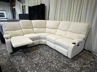 Beige Reclining Fabric Sectional Sofa Brand New In The Box FOR ONLY $679