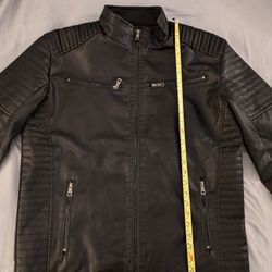 Men's Black Faux Leather Jacket M-L
