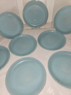 Fire King 8 baby blue saucers