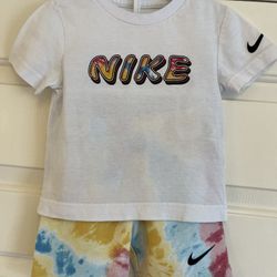 toddler sz 2T nike set tie dye short white shirt
