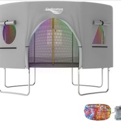 Gardenature 10FT/12FT/14FT Trampoline Tent(Tent Only), Fit Round Trampolines, Shade Cover with LED Light, Outdoor Trampolien Accessories, Anti-Tear