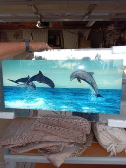 Dolphin Ocean Wall Art Print on Glass