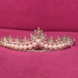 Fate Faux Rhinestone Pearl Tiara Jewelry Crown Bridal Prom In