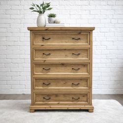 Rustic Pine Tallboy Dresser | Warm Natural Wood | Modern Farmhouse Vibes