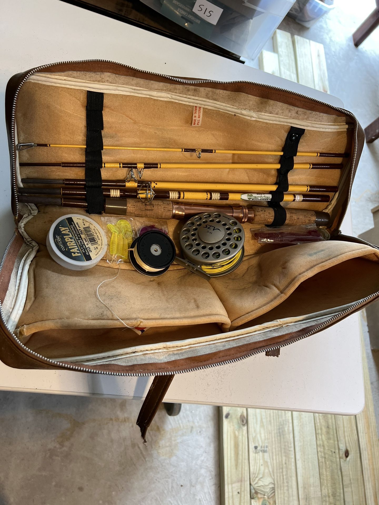 Vintage Fly Fishing Rod & Reel With Antique Carrying Bag Okuma Reel