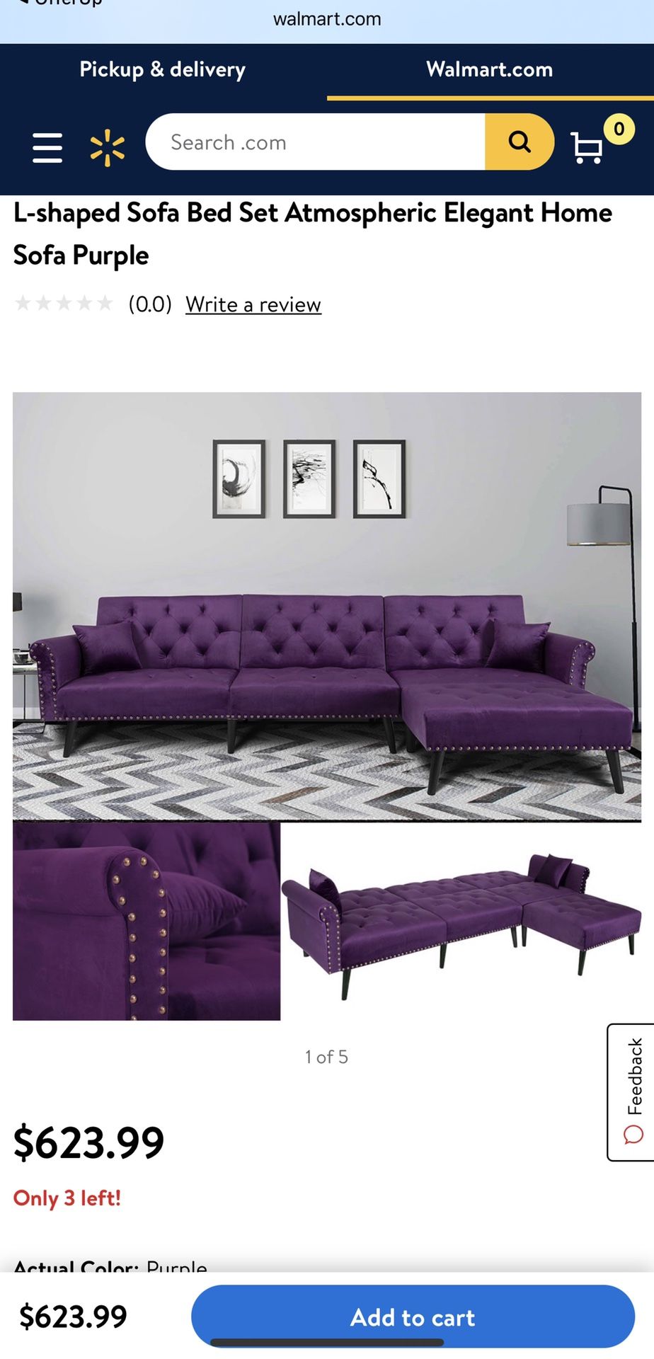 Recliner Sofa Couch Tufted Purple Sectional