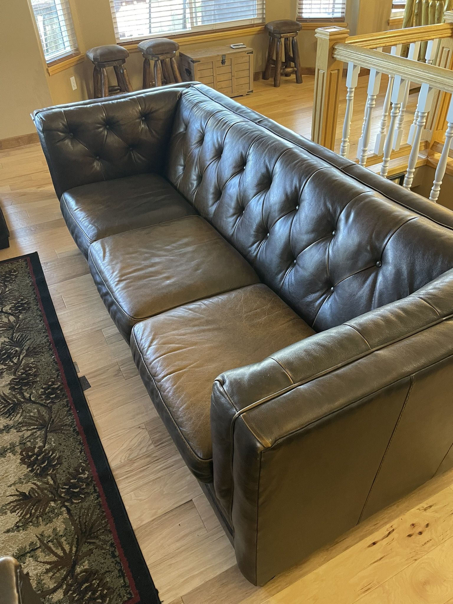 Leather Sofa And Two Single Seats