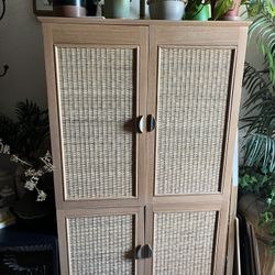 Extremely Beautiful Heavy Wicker Media/storage Cabinet 60”x35”x21”