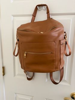 Very Roomy: Brown Faux Leather Multi-Pocket Diaper Bag or Backpack