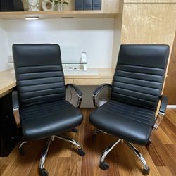 Two PU Leather Office Chairs