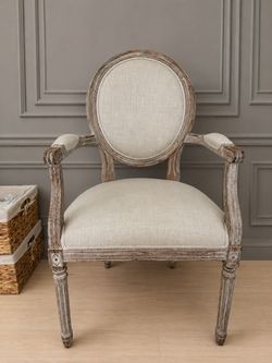 Brand New Restoration Hardware French-styled Oval Upholstered Back Armchair/ Paid over $700