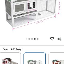 Wooden Rabbit Hutch Indoor and Outdoor, Large Rabbit Cage Chicken Coop Expandable, Weatherproof Bunny Cage with Anti-Chew Metal Frame Ramp 