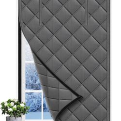 4 Pack Window Insulation for Winter, Fit Max Size 24''X36'', Durable Oxford Fabric and Cotton Filling Window Curtains for Warm Winter, Gray