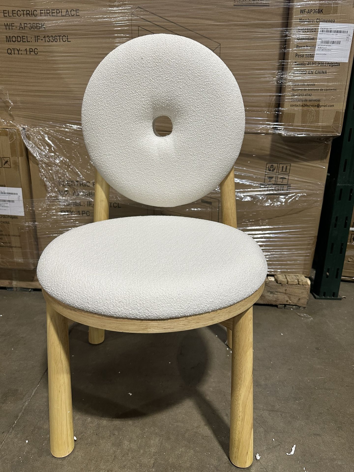 Vanity Chair with Solid Wood Legs Cute Doughnut Shaped Chair for Living Room