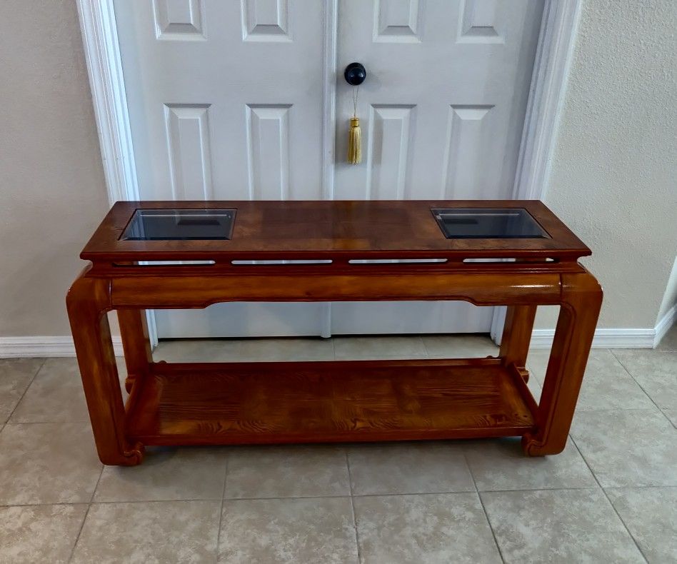 Vintage Schnadig Chinoiserie Ming Style With Chow Legs Console Sofa Table 