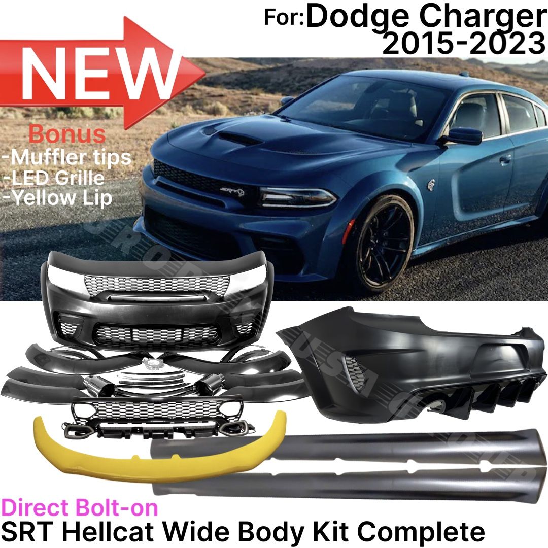 Fits Dodge Charger Scat Pack Hellcat Srt Rt Red Eye Wide Body Kit Front Rear Bumper Fender Flares Grill Side Skirts Hood Brooklyn